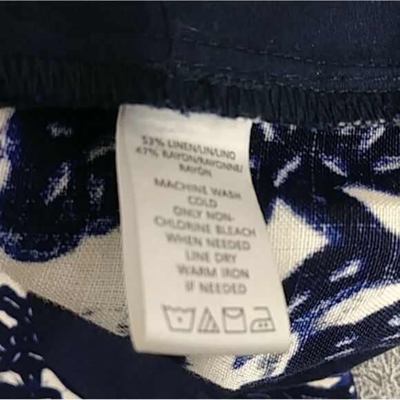 ANN TAYLOR LOFT NAVY & WHITE LINEN MARISA PANTS - Picture 8 of 9
